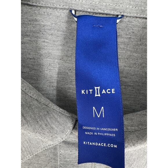 Kit and Ace Shirt Mens Medium Grey Tech Button Long Sleeve Performance - Picture 2 of 9